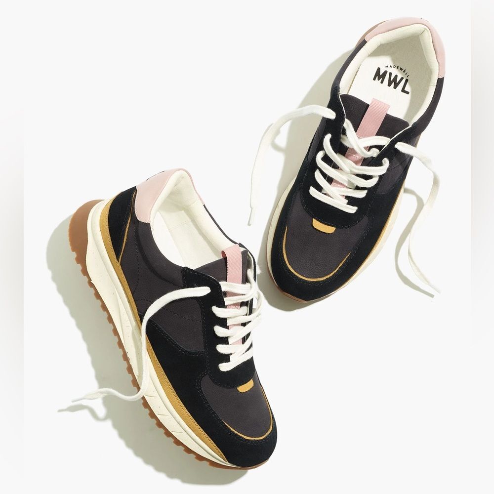MADEWELL Kickoff Trainer Sneakers in Dark Colorblock Nubuck and Suede